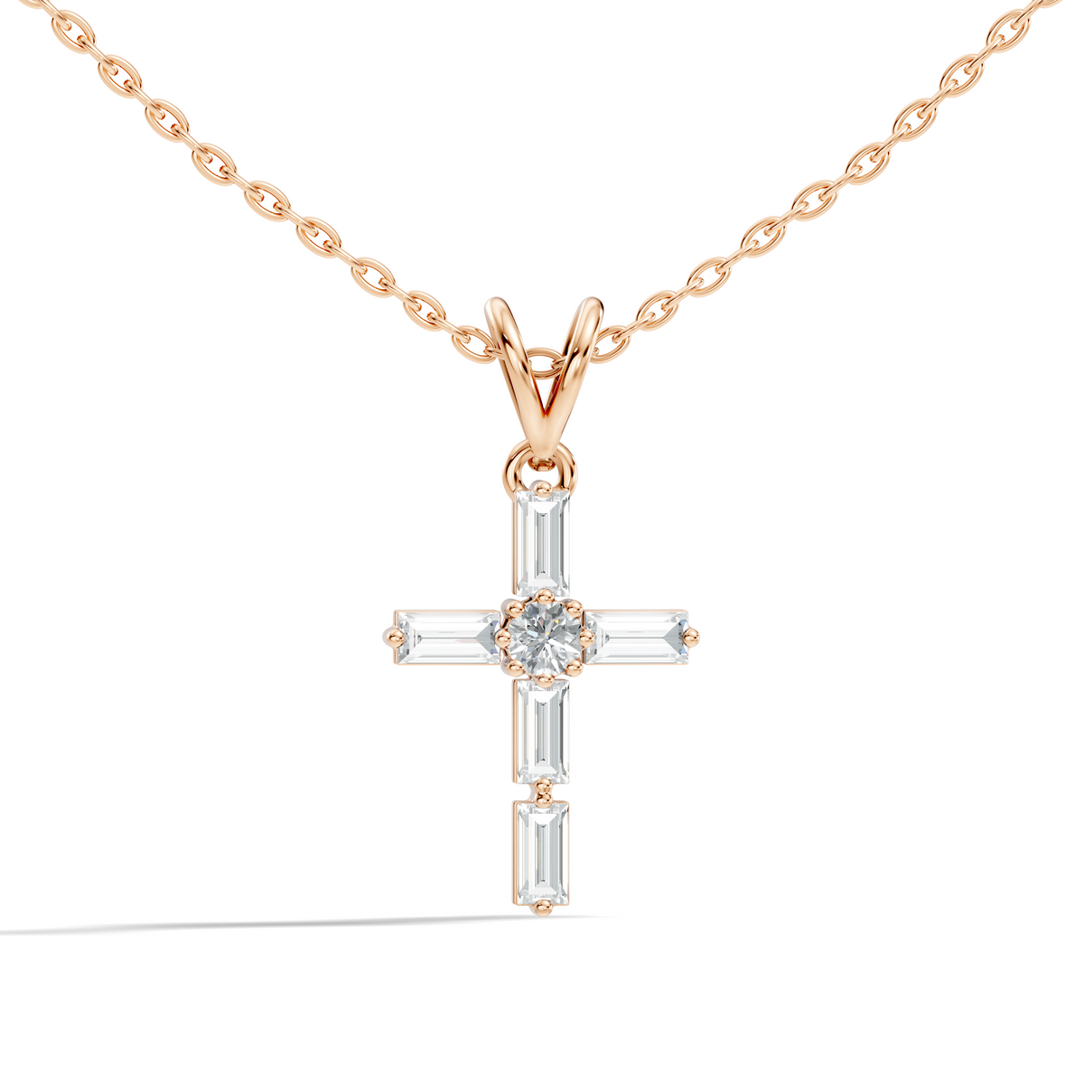 0.76 CT Baguette Cut Unisex Cross Pendant Elegant Eco-Friendly Lab-Grown Diamond Gift - HIGHCARAT DIAMONDS