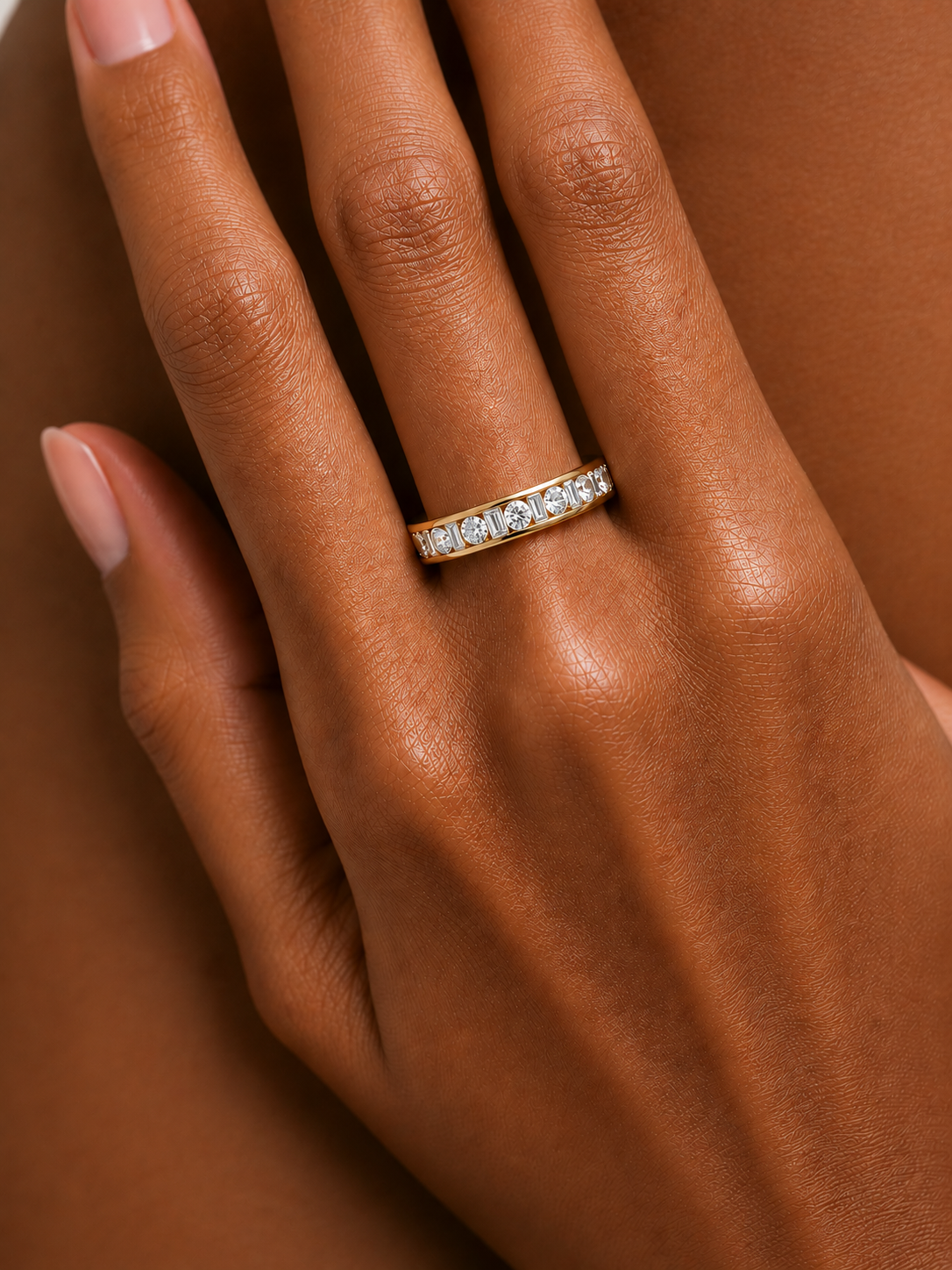 Handcrafted Eternity Band With Baguette And Round Labgrown Diamonds For Special Occasions - HIGHCARAT DIAMONDS