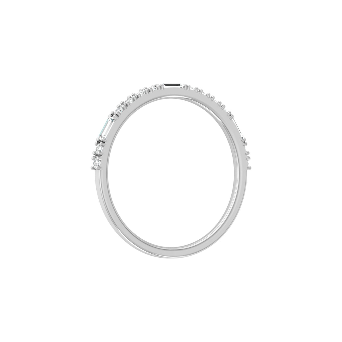 Labgrown Ecofriendly  Baguette and Round Diamond Half-Eternity Stackable Band Ring For Anniversary Gift - HIGHCARAT DIAMONDS