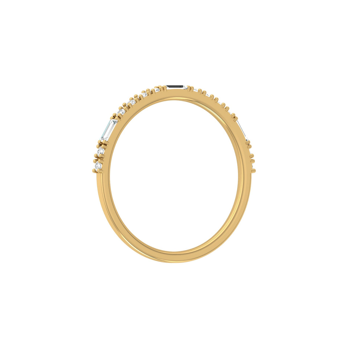 Labgrown Ecofriendly  Baguette and Round Diamond Half-Eternity Stackable Band Ring For Anniversary Gift - HIGHCARAT DIAMONDS