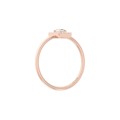 Baguette and Round Lab Grown Diamond Halo Solitaire Ring - HIGHCARAT DIAMONDS