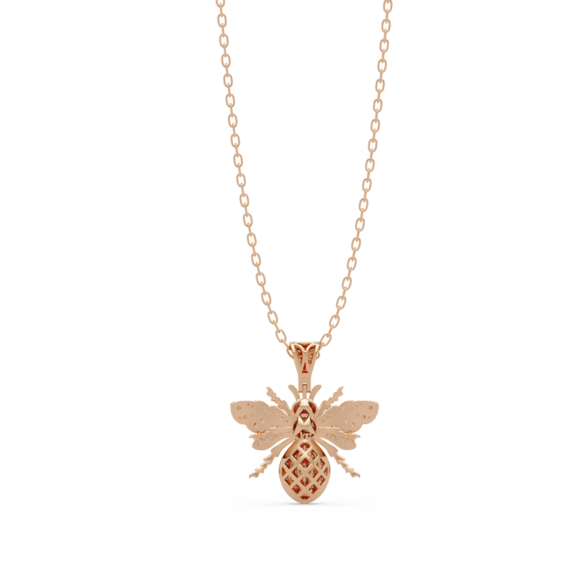 Bee Shape Lab-Grown Diamond Rose Gold Pendant - HIGHCARAT DIAMONDS