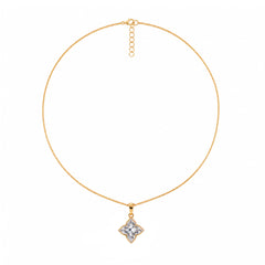 Bezel Set Clover Lily Cut Diamond Pendant With Chain