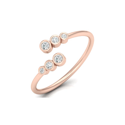 Bezel Set Open Cuff Round Lab Diamond Ring - HIGHCARAT DIAMONDS