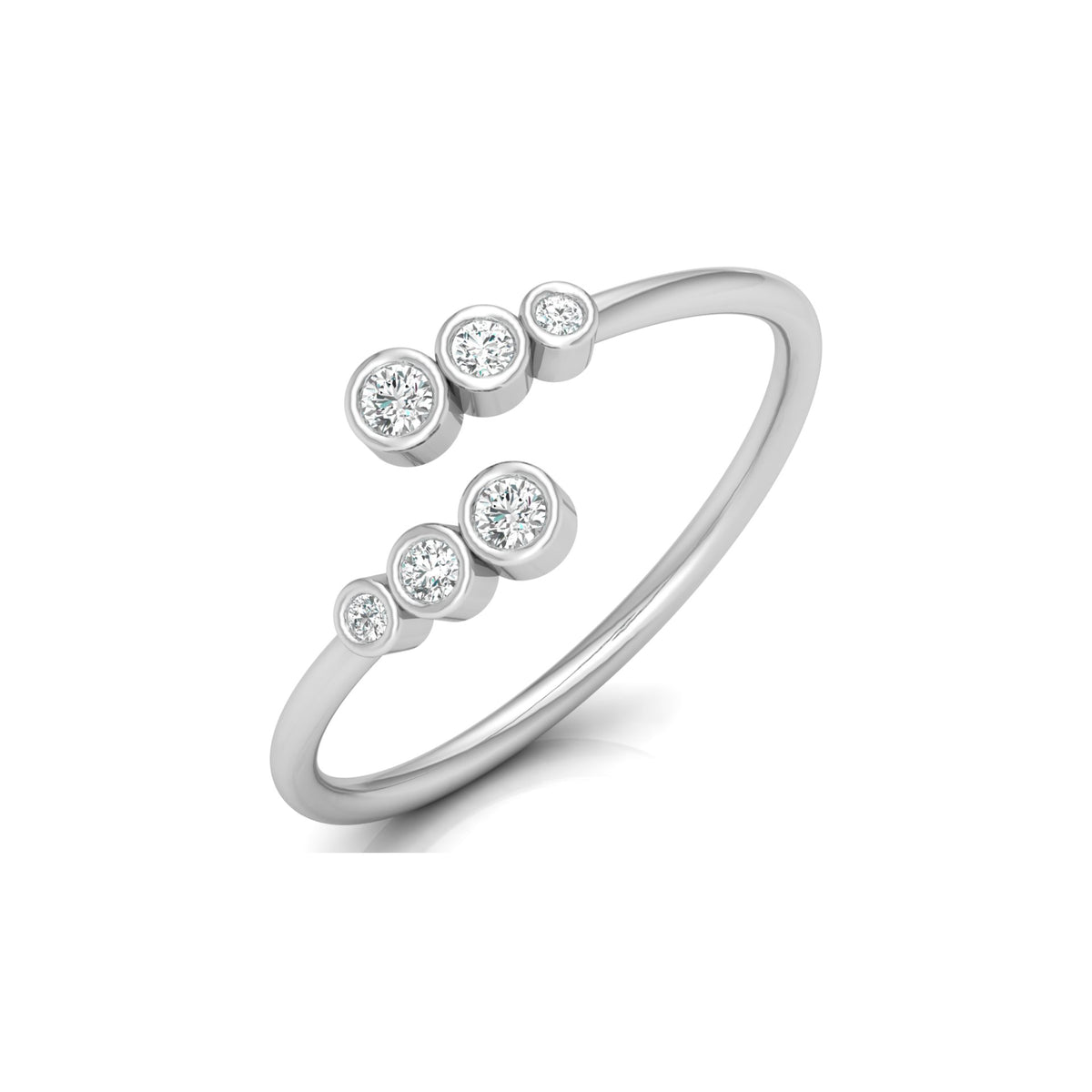 Bezel Set Open Cuff Round Lab Diamond Ring - HIGHCARAT DIAMONDS