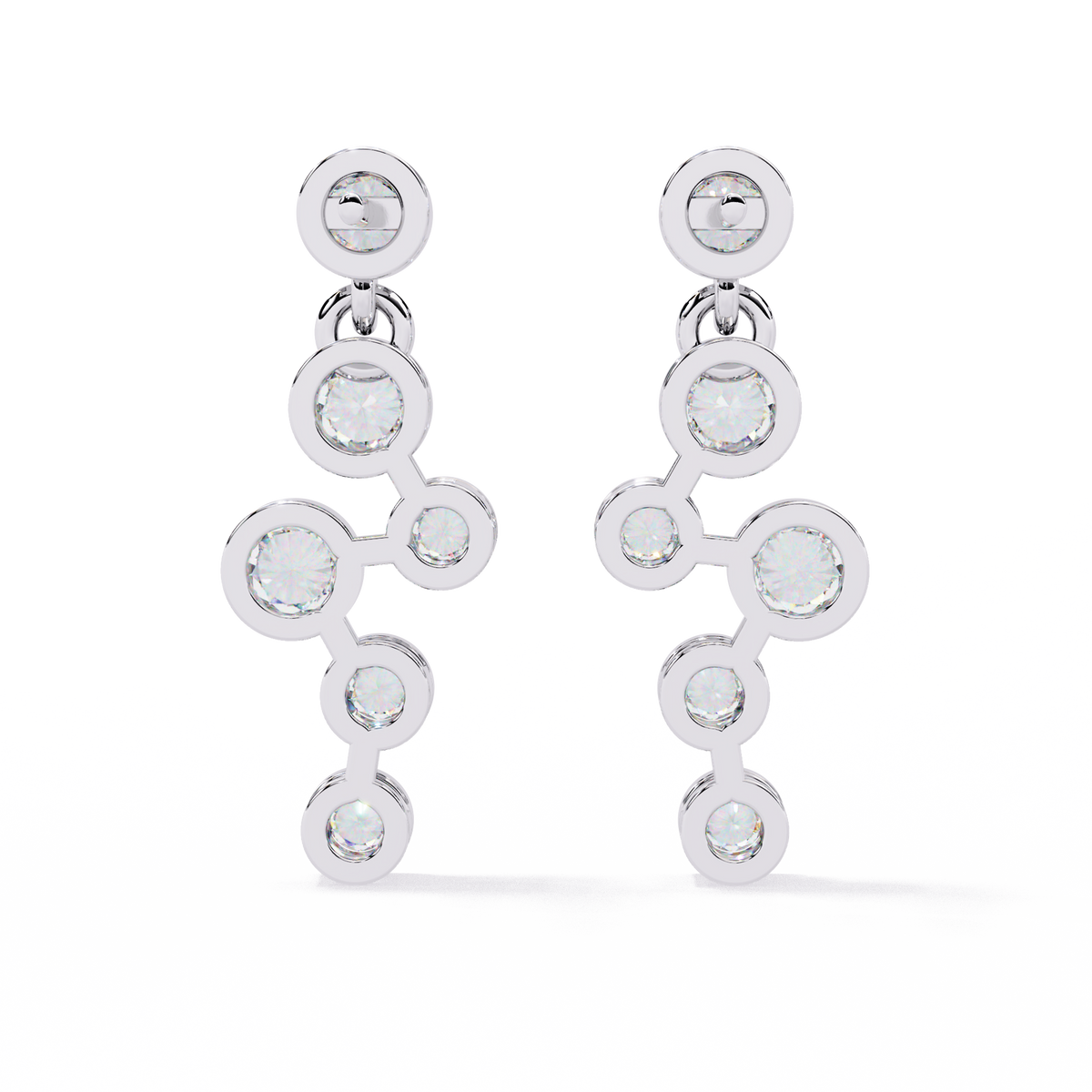 Bezel Set Round Cut Lab Grown Diamond Art Deco Push Back Wedding Drop Earring For Special Occasion - HIGHCARAT DIAMONDS