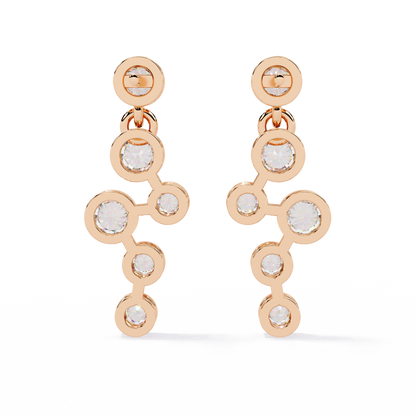 Bezel Set Round Cut Lab Grown Diamond Art Deco Push Back Wedding Drop Earring For Special Occasion - HIGHCARAT DIAMONDS
