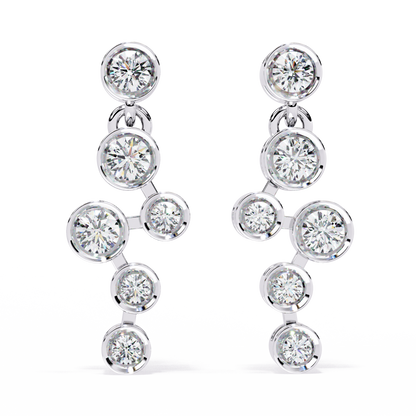 Bezel Set Round Cut Lab Grown Diamond Art Deco Push Back Wedding Drop Earring For Special Occasion - HIGHCARAT DIAMONDS