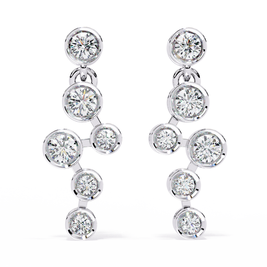 Bezel Set Round Cut Lab Grown Diamond Art Deco Push Back Wedding Drop Earring For Special Occasion - HIGHCARAT DIAMONDS