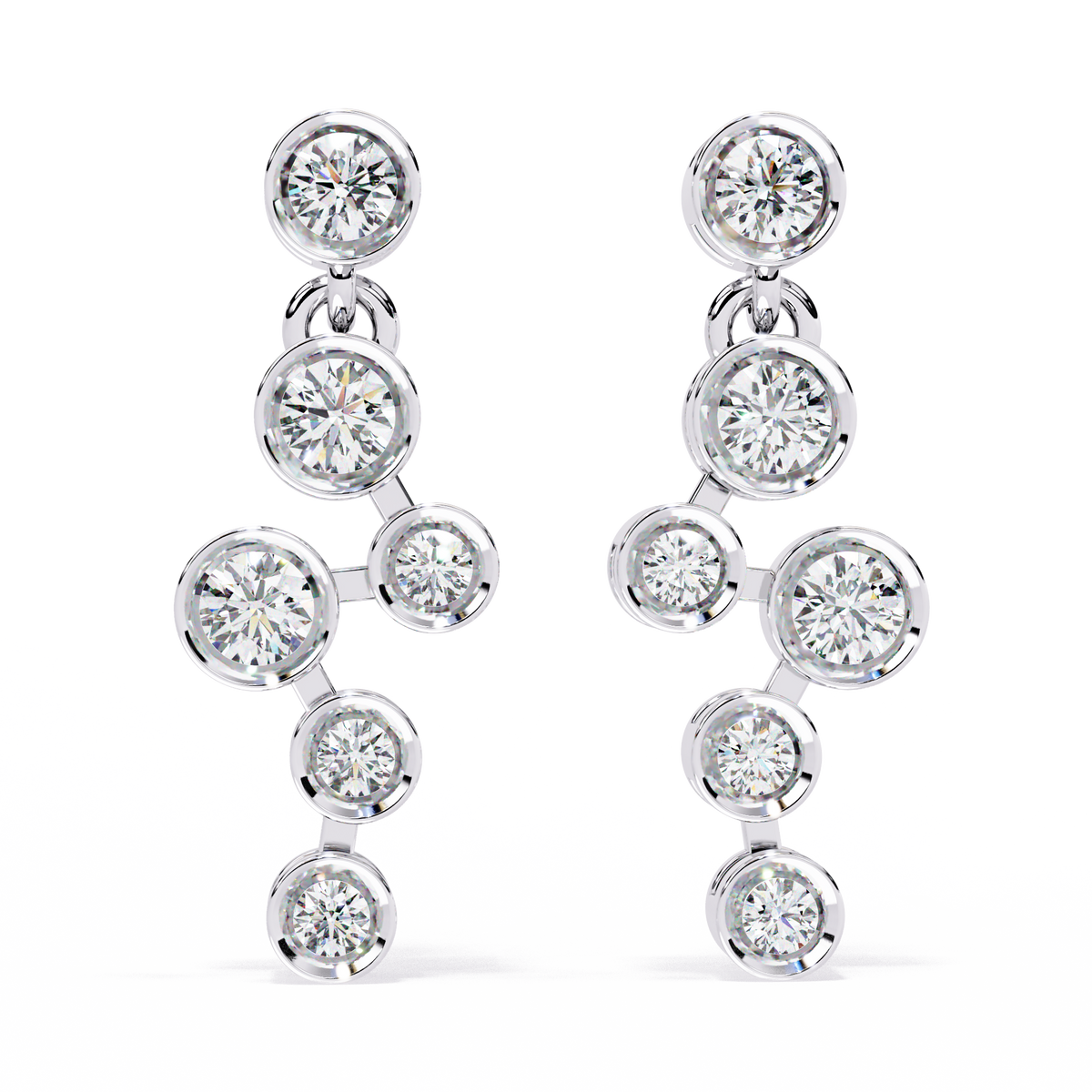 Bezel Set Round Cut Lab Grown Diamond Art Deco Push Back Wedding Drop Earring For Special Occasion - HIGHCARAT DIAMONDS