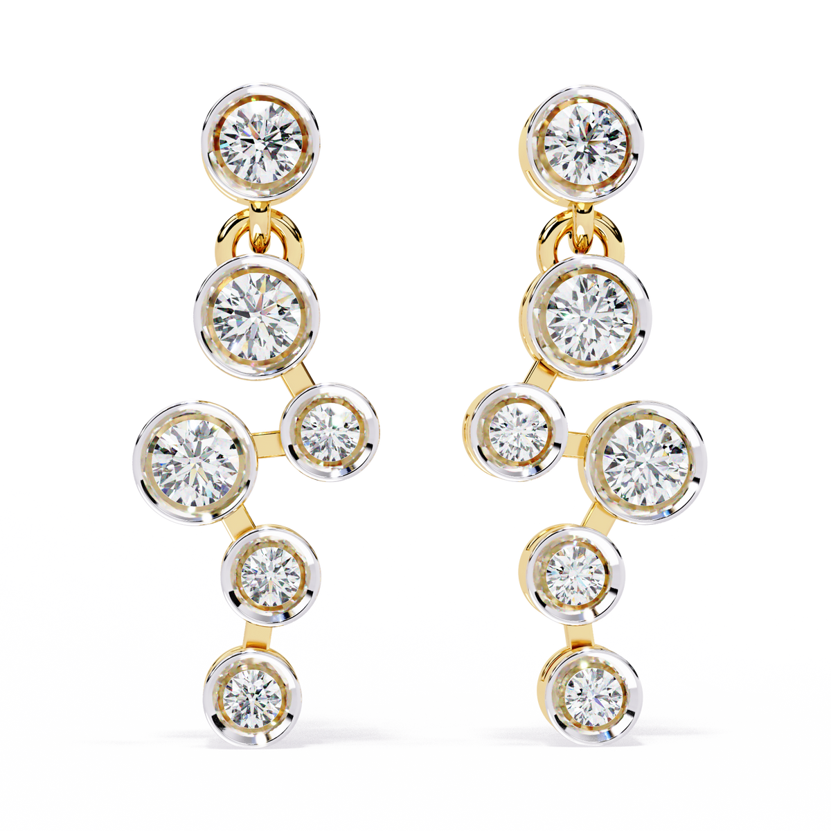 Bezel Set Round Cut Lab Grown Diamond Art Deco Push Back Wedding Drop Earring For Special Occasion - HIGHCARAT DIAMONDS