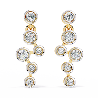Bezel Set Round Cut Lab Grown Diamond Art Deco Push Back Wedding Drop Earring For Special Occasion - HIGHCARAT DIAMONDS