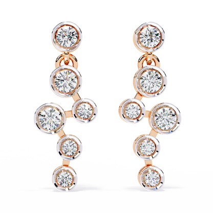 Bezel Set Round Cut Lab Grown Diamond Art Deco Push Back Wedding Drop Earring For Special Occasion - HIGHCARAT DIAMONDS