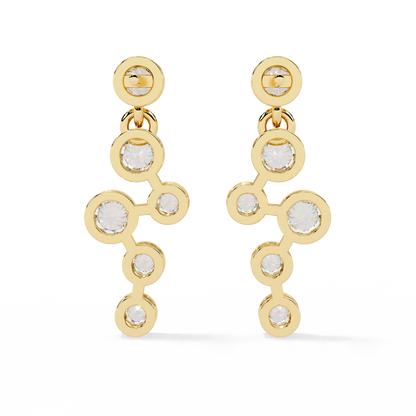 Bezel Set Round Cut Lab Grown Diamond Art Deco Push Back Wedding Drop Earring For Special Occasion - HIGHCARAT DIAMONDS