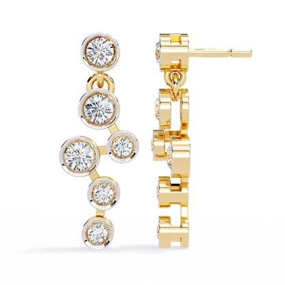 Bezel Set Round Cut Lab Grown Diamond Art Deco Push Back Wedding Drop Earring For Special Occasion - HIGHCARAT DIAMONDS