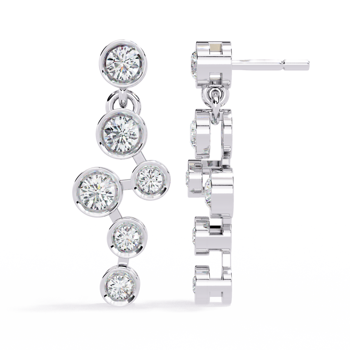 Bezel Set Round Cut Lab Grown Diamond Art Deco Push Back Wedding Drop Earring For Special Occasion - HIGHCARAT DIAMONDS