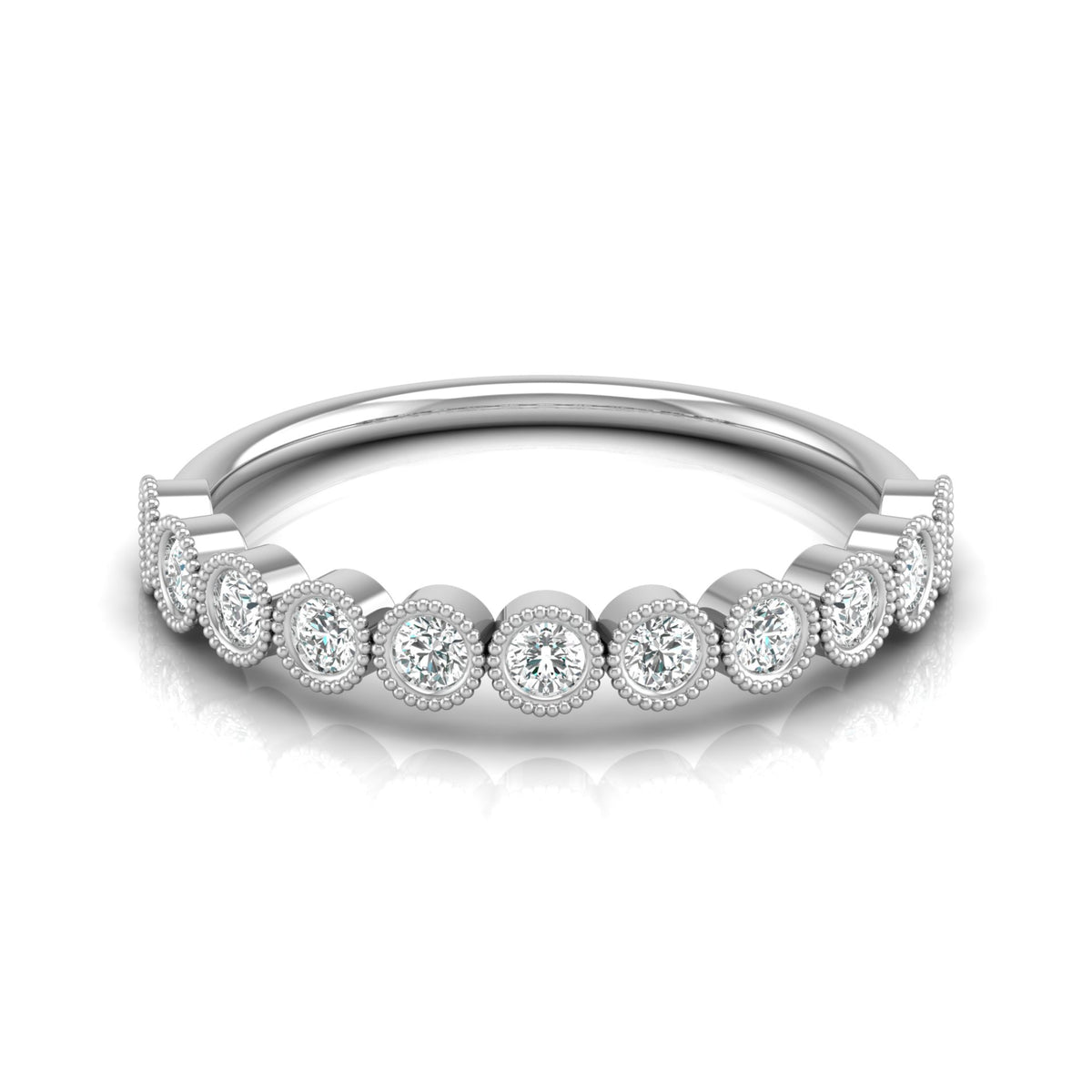 Bezel Set Round Shaped Diamond Band Ring Timeless Beauty At Great Price In 14K Solid gold - HIGHCARAT DIAMONDS