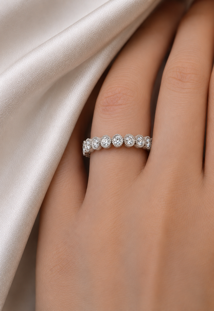 Bezel Set Round Shaped Diamond Band Ring Timeless Beauty At Great Price In 14K Solid gold - HIGHCARAT DIAMONDS