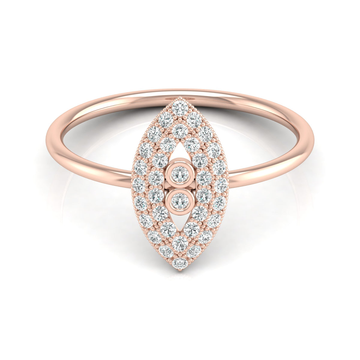 Bezel Set Round Diamond Ring In 14 KT Solid Rose Gold Modern And Secure Design For Her - HIGHCARAT DIAMONDS