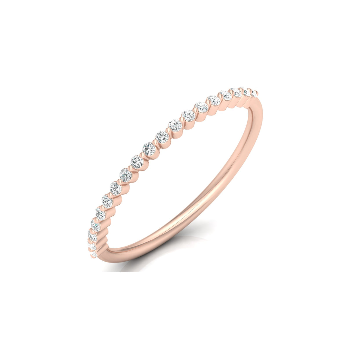 Bezel Set Round Diamond Half Eternity Band Ring In 14KT Gold for Women Lab-Grown or Natural - HIGHCARAT DIAMONDS