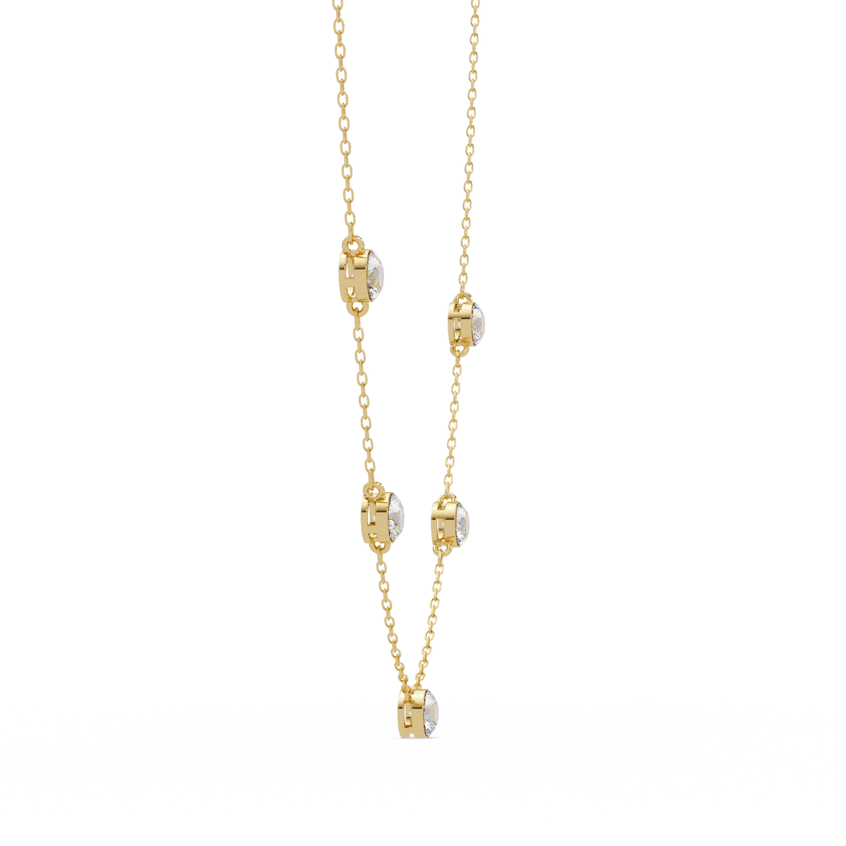 Bezel Set Round Lab-Grown Diamond Rose Gold Station Necklace - HIGHCARAT DIAMONDS