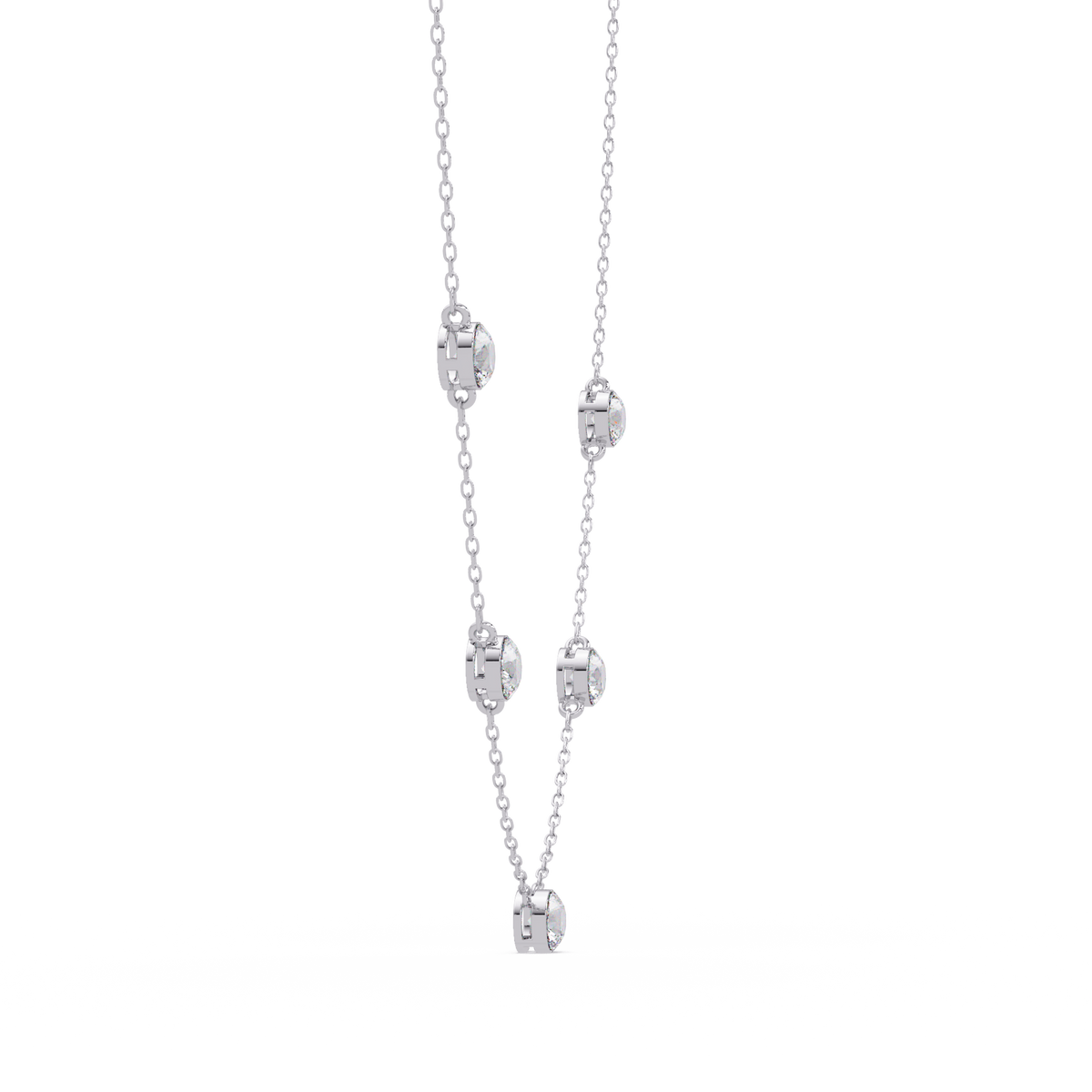 Bezel Set Round Lab-Grown Diamond Rose Gold Station Necklace - HIGHCARAT DIAMONDS