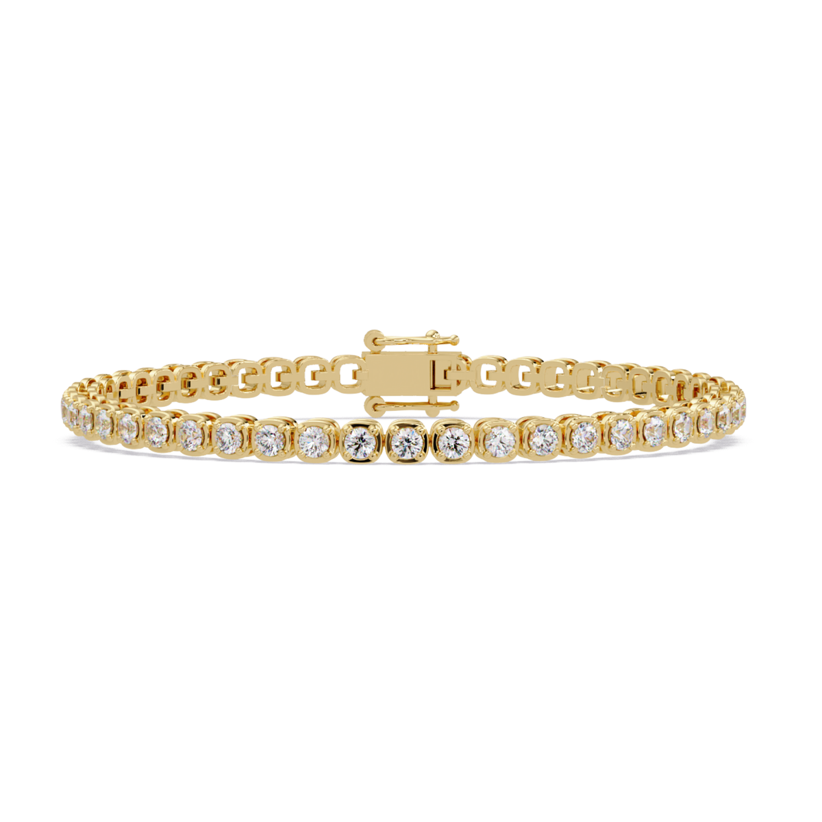 Bezel Set Round Lab-Grown Diamond Rose Gold Tennis Bracelet - HIGHCARAT DIAMONDS