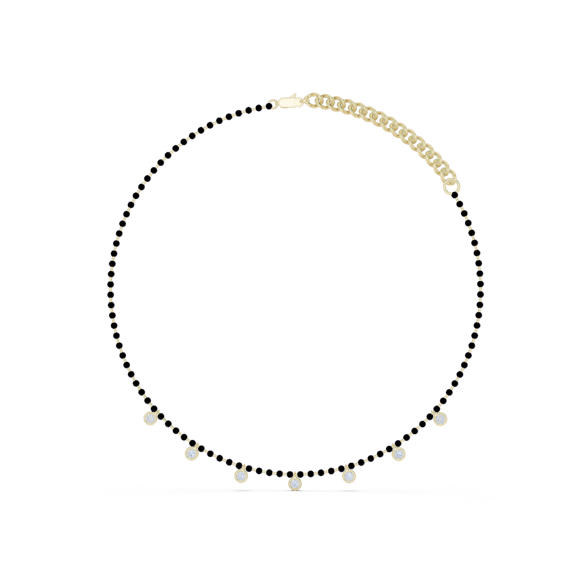 7 Stone 10k Solid White Gold Round Cut Lab Grown & Natural Diamond Graduation Necklace For Anniversary Gift - HIGHCARAT DIAMONDS