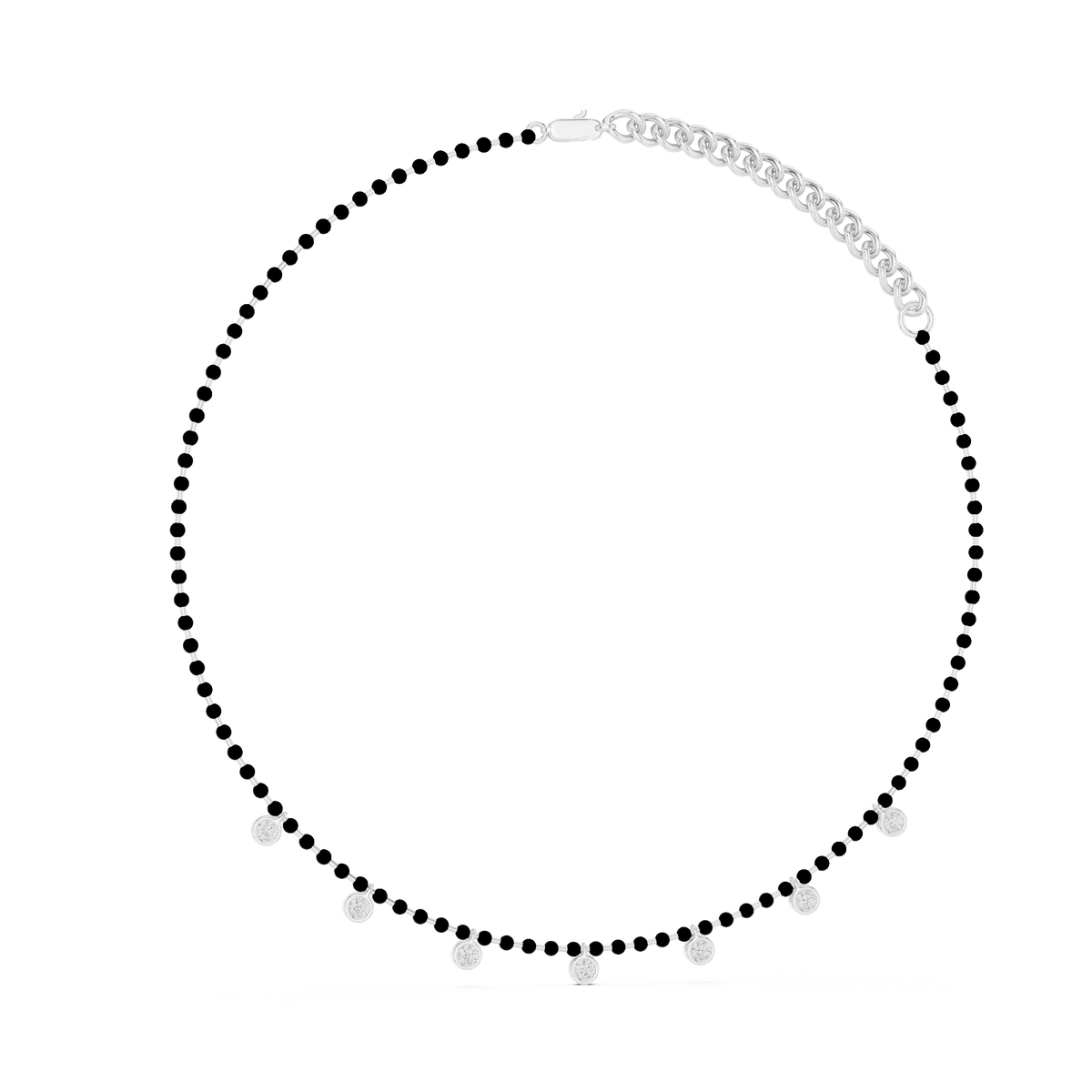 7 Stone 10k Solid White Gold Round Cut Lab Grown & Natural Diamond Graduation Necklace For Anniversary Gift - HIGHCARAT DIAMONDS