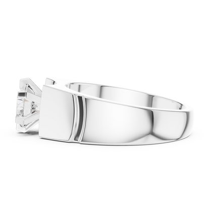 1.50 Ct Round Shapes Lab grown Diamond 14k Solid White Gold Unique Official Wear Diamond Ring For Men - HIGHCARAT DIAMONDS