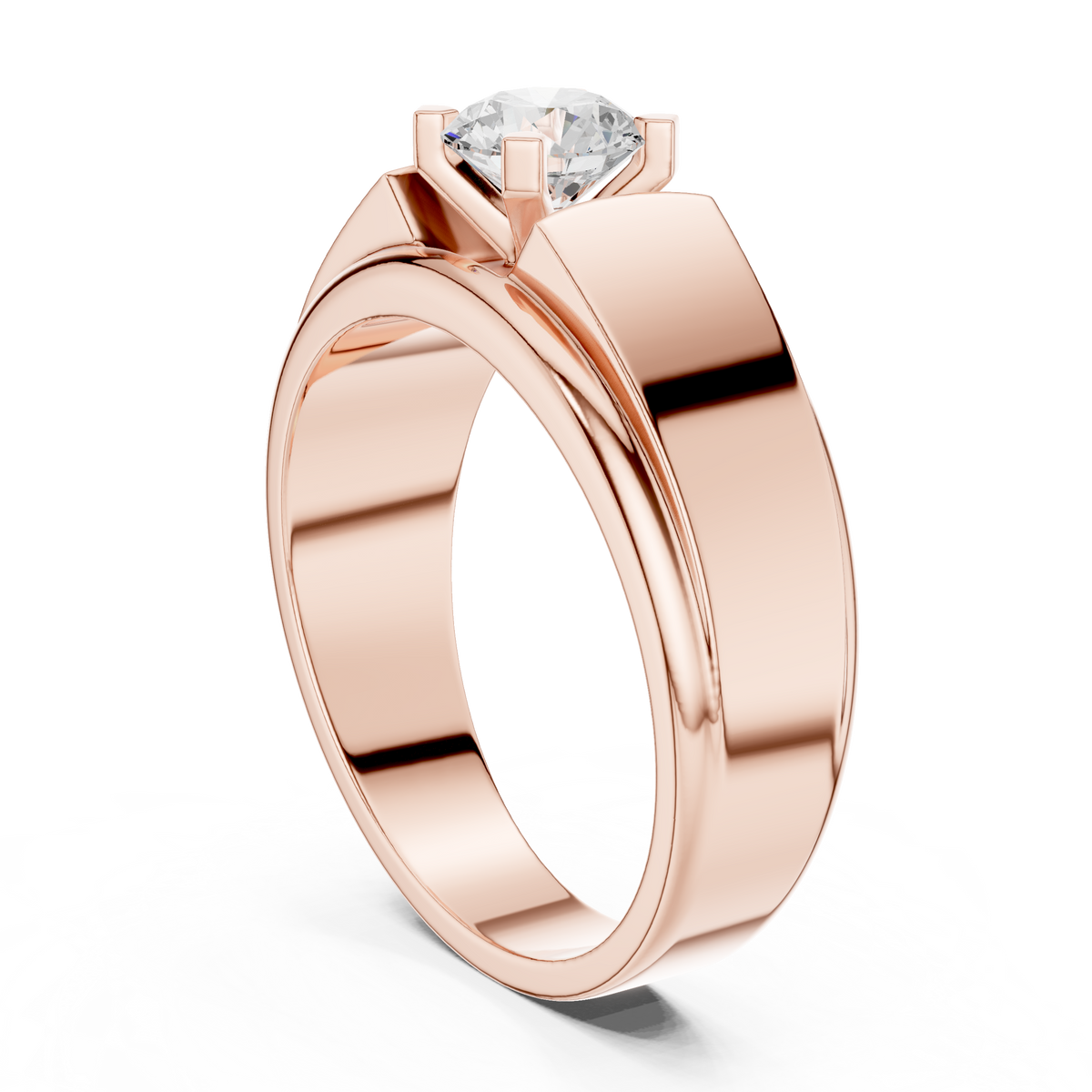 14k Solid Gold Round Shape Lab Grown Diamond Minimalist Vintage Sizzling Diamond ring For Men - HIGHCARAT DIAMONDS