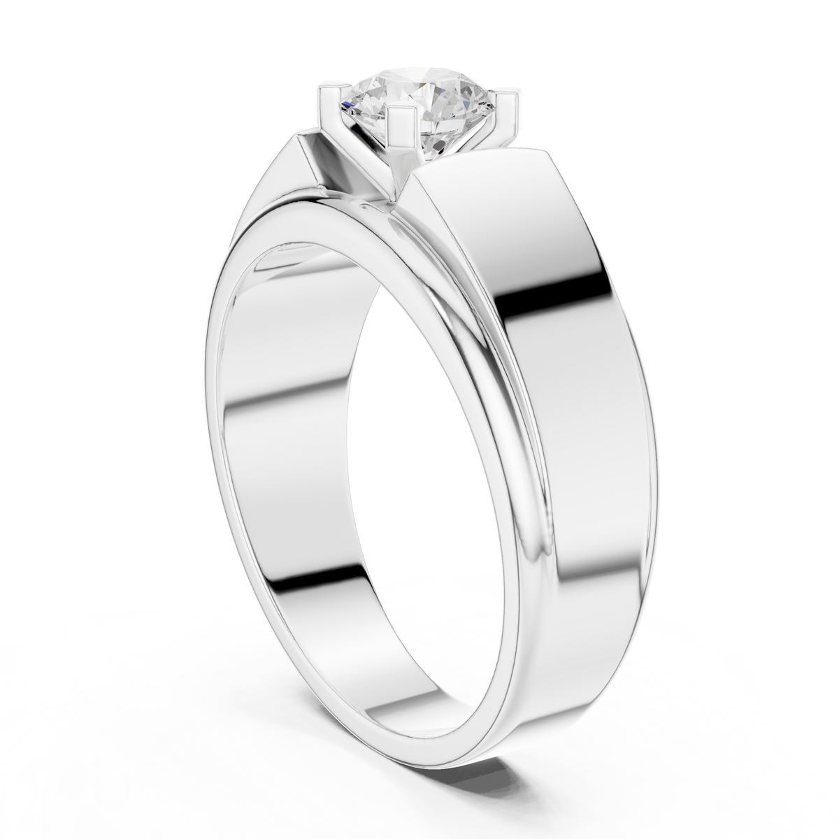 14k Solid Gold Round Shape Lab Grown Diamond Minimalist Vintage Sizzling Diamond ring For Men - HIGHCARAT DIAMONDS