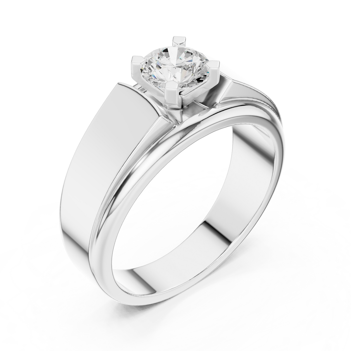 14k Solid Gold Round Shape Lab Grown Diamond Minimalist Vintage Sizzling Diamond ring For Men - HIGHCARAT DIAMONDS