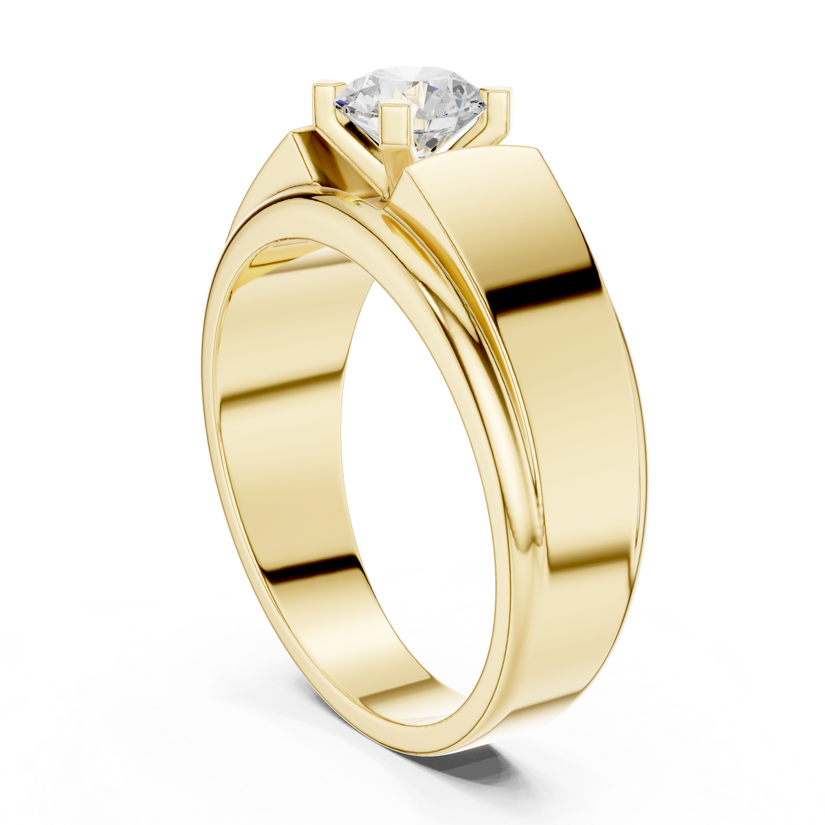 14k Solid Gold Round Shape Lab Grown Diamond Minimalist Vintage Sizzling Diamond ring For Men - HIGHCARAT DIAMONDS