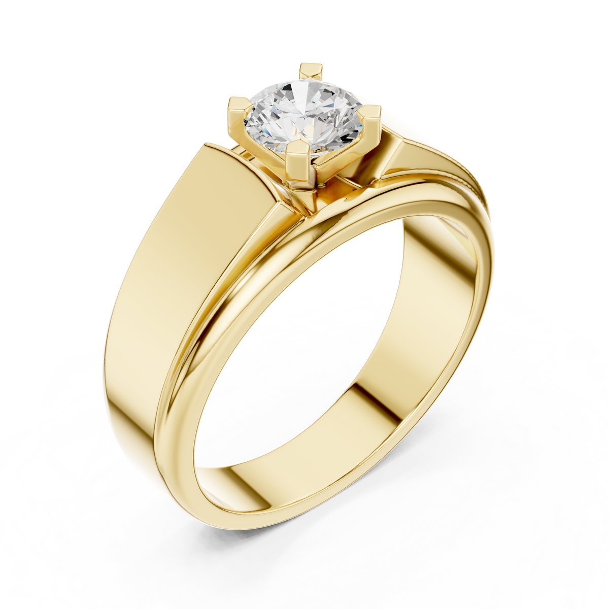 14k Solid Gold Round Shape Lab Grown Diamond Minimalist Vintage Sizzling Diamond ring For Men - HIGHCARAT DIAMONDS