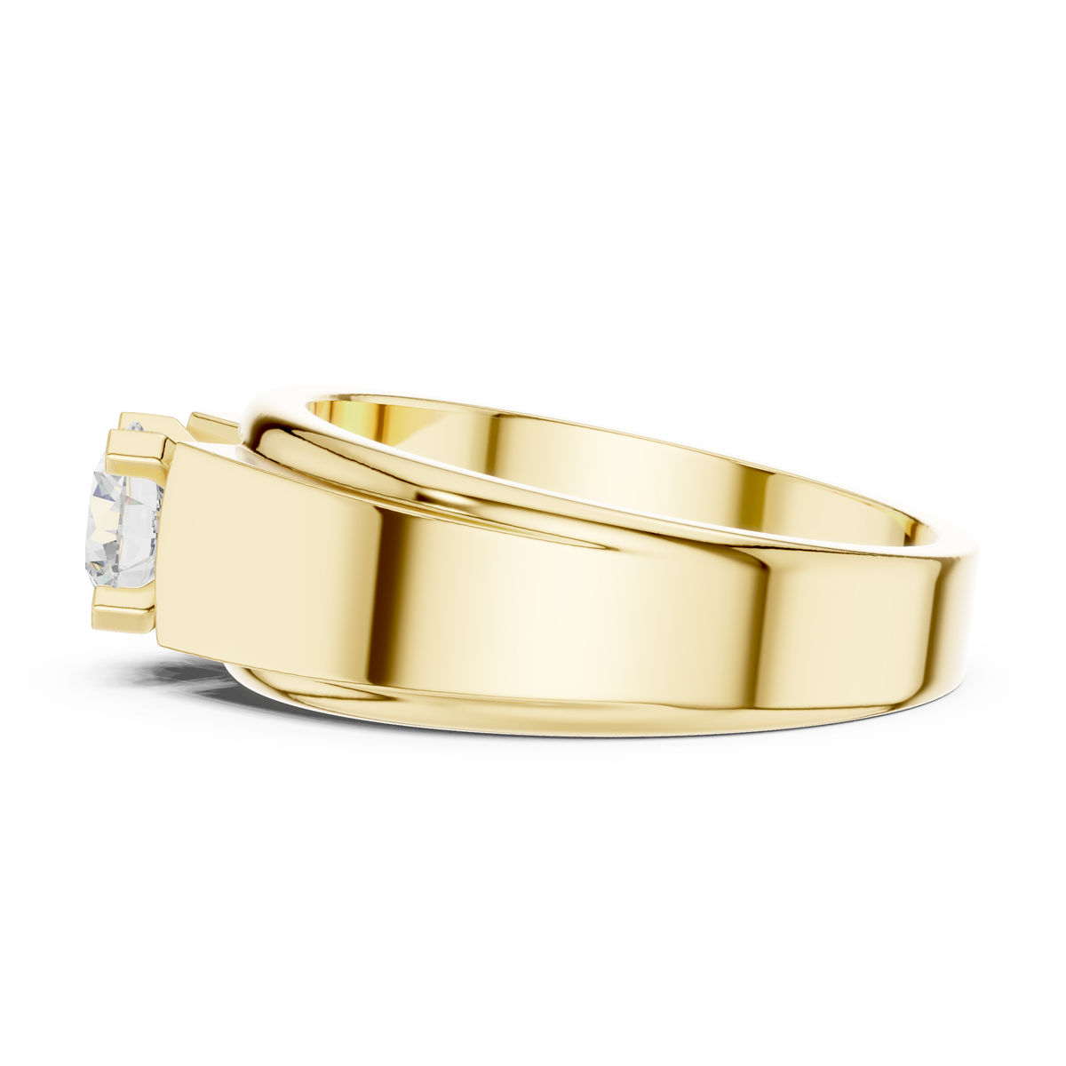 14k Solid Gold Round Shape Lab Grown Diamond Minimalist Vintage Sizzling Diamond ring For Men - HIGHCARAT DIAMONDS