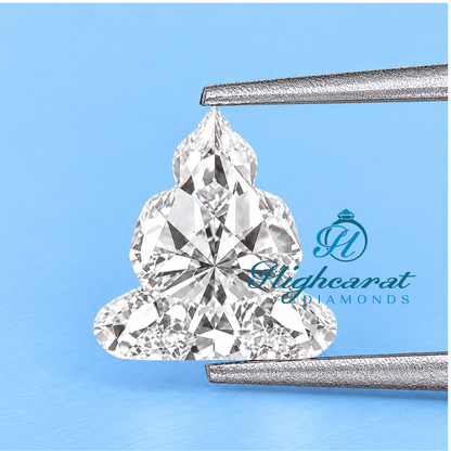 Close-up of Buddha cut lab grown diamond
