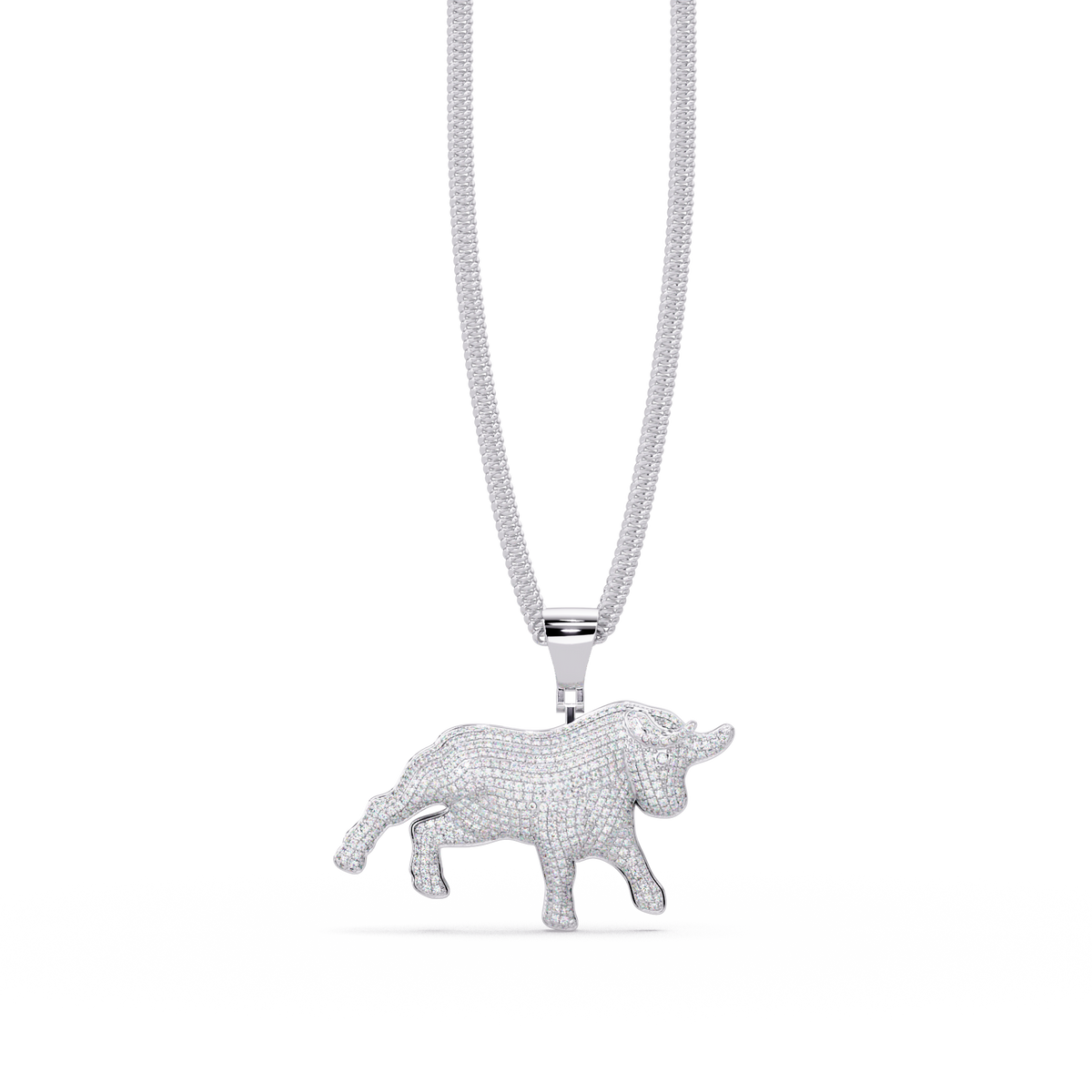 Bull Shape Pave Lab Grown Diamond Pendant - HIGHCARAT DIAMONDS