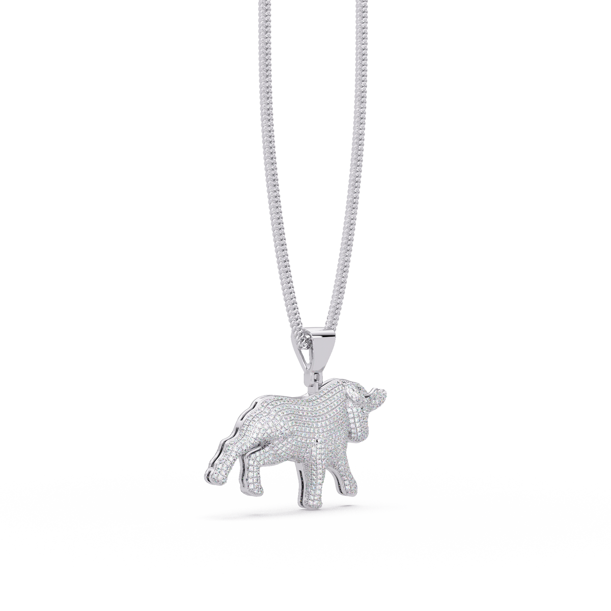 Bull Shape Pave Lab Grown Diamond Pendant - HIGHCARAT DIAMONDS