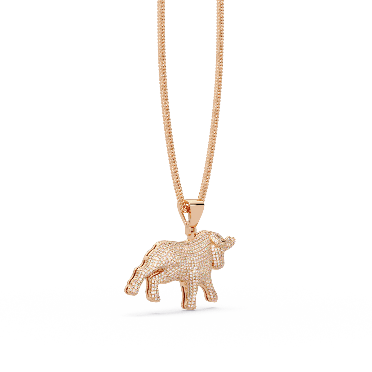 Bull Shape Pave Lab Grown Diamond Pendant - HIGHCARAT DIAMONDS