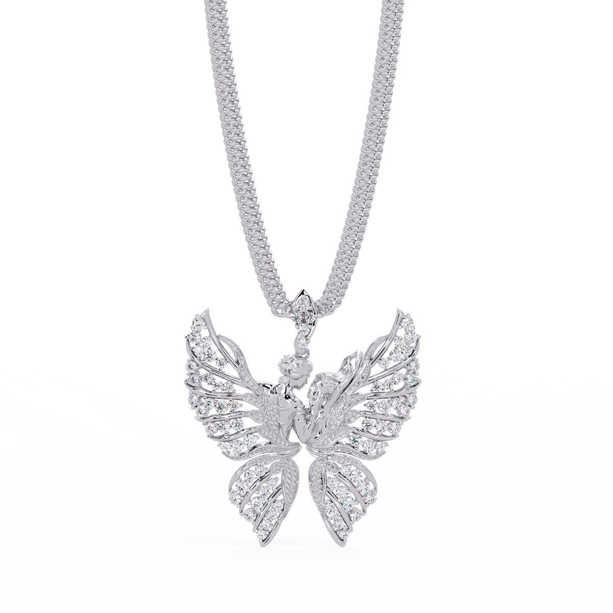 Butterfly Fairy Silhouette Lab Grown Diamond Pendant - HIGHCARAT DIAMONDS