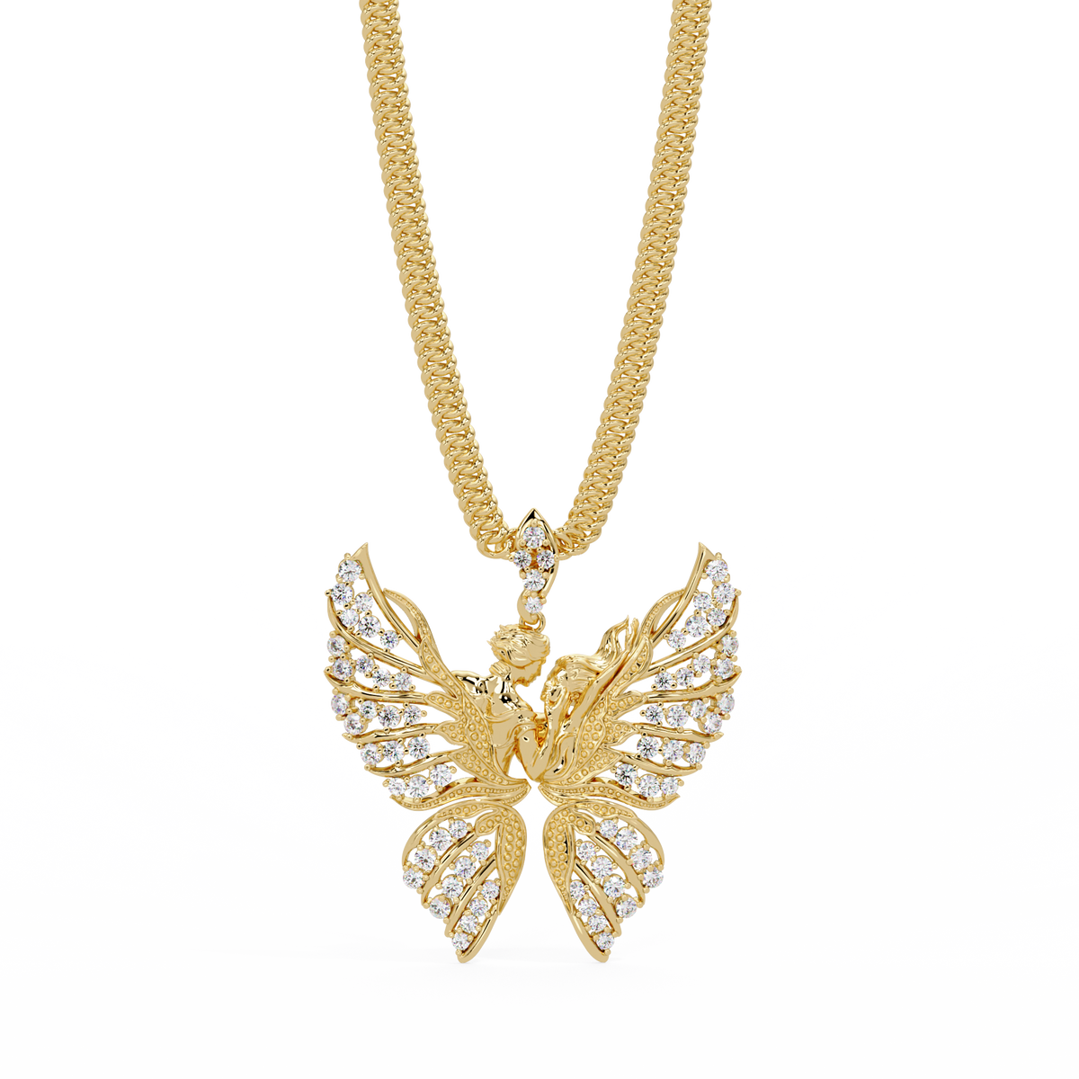 Butterfly Fairy Silhouette Lab Grown Diamond Pendant - HIGHCARAT DIAMONDS