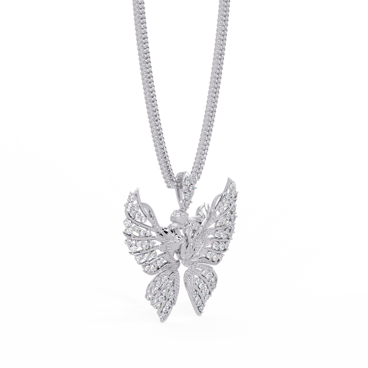 Butterfly Fairy Silhouette Lab Grown Diamond Pendant - HIGHCARAT DIAMONDS