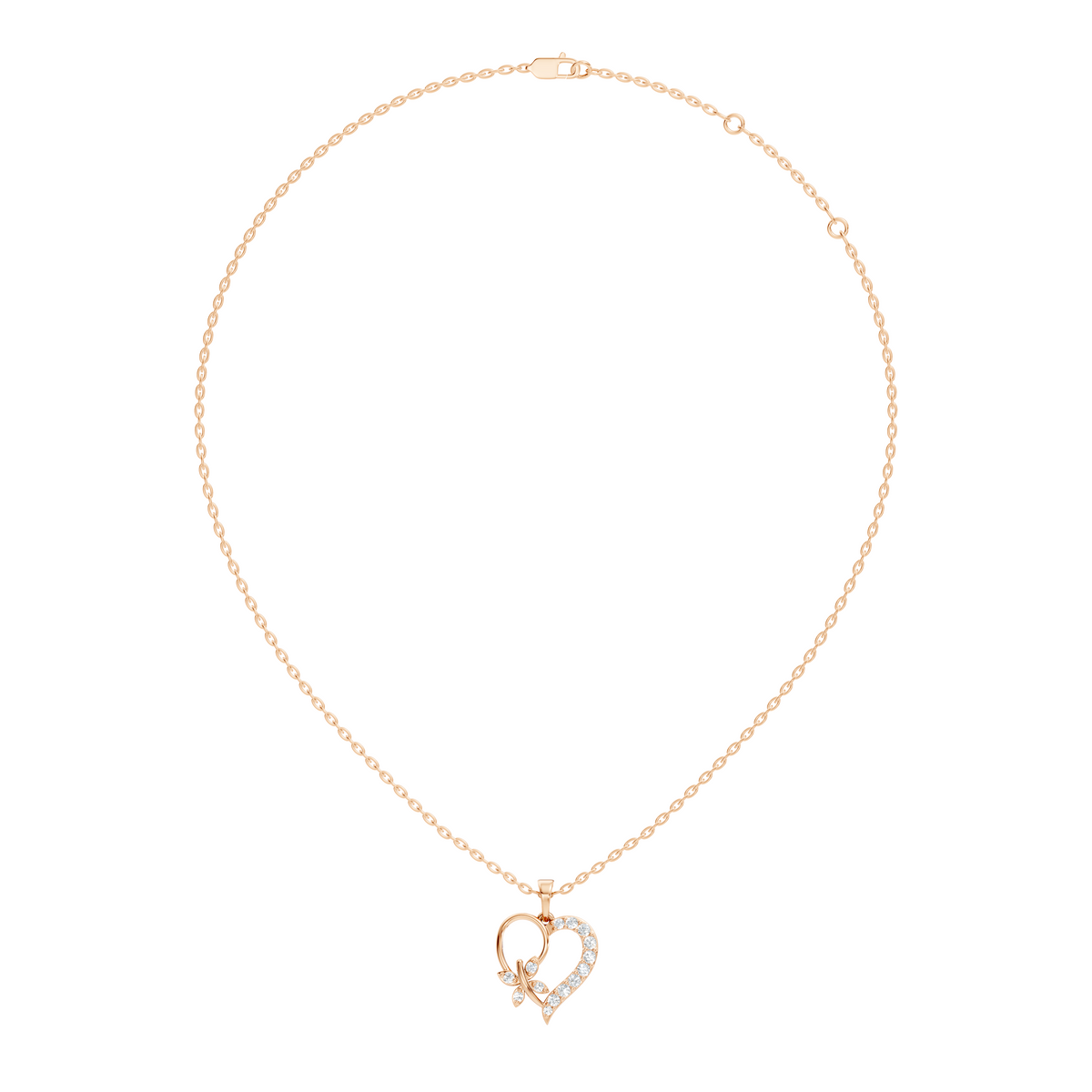Nature inspired butterfly heart pendant necklace
