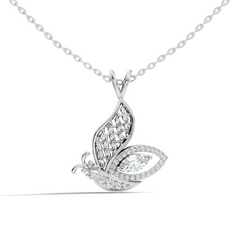 Butterfly Shape Marquise & Round Lab Grown 10k Solid Gold Elegance Minimalist Diamond Pendant For Women - HIGHCARAT DIAMONDS