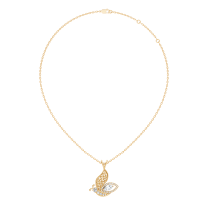 Butterfly Shape Marquise & Round Lab Grown 10k Solid Gold Elegance Minimalist Diamond Pendant For Women - HIGHCARAT DIAMONDS