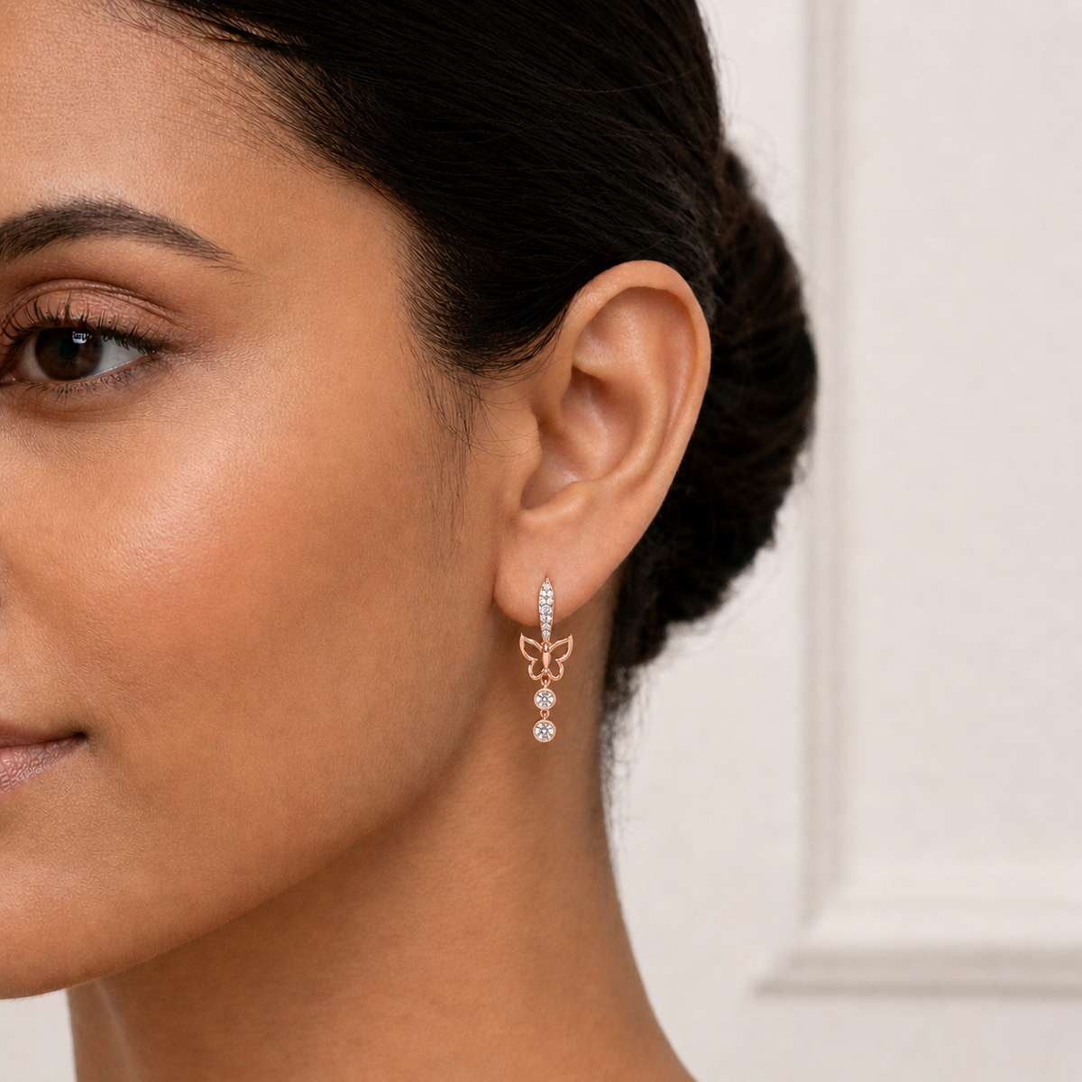 Butterfly Round Cut Lab Grown Diamond Drop Earring - HIGHCARAT DIAMONDS