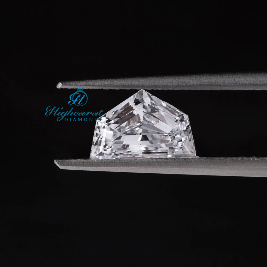 Trapezoid Cadillac Cut Lab Grown Diamond with clean step facets and structured reflections