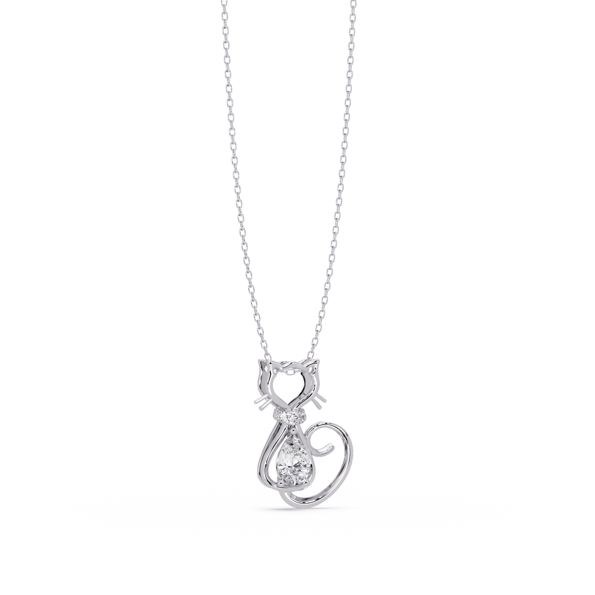 Cat Shape Pear Cut Lab Grown Unique Rose Gold Diamond Pendant - HIGHCARAT DIAMONDS