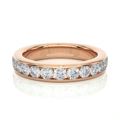 Channel Set Round Cut Diamond Half Eternity Band Perfect Gift For Her In 14K Solid Gold - HIGHCARAT DIAMONDS